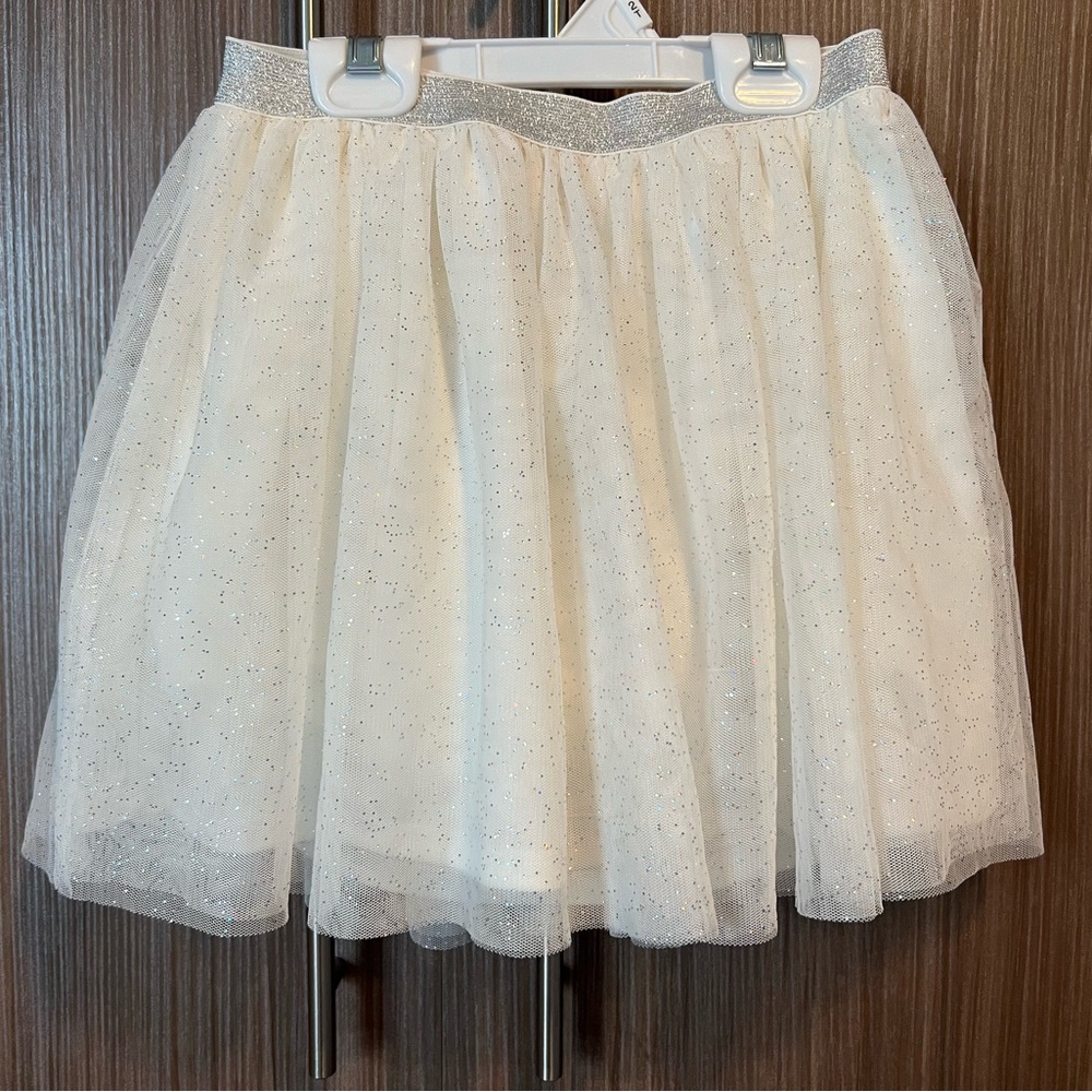 Sonoma Off White/Cream Sparkle Tulle Lined Skirt W Built-In Shorts Girls Sz 8